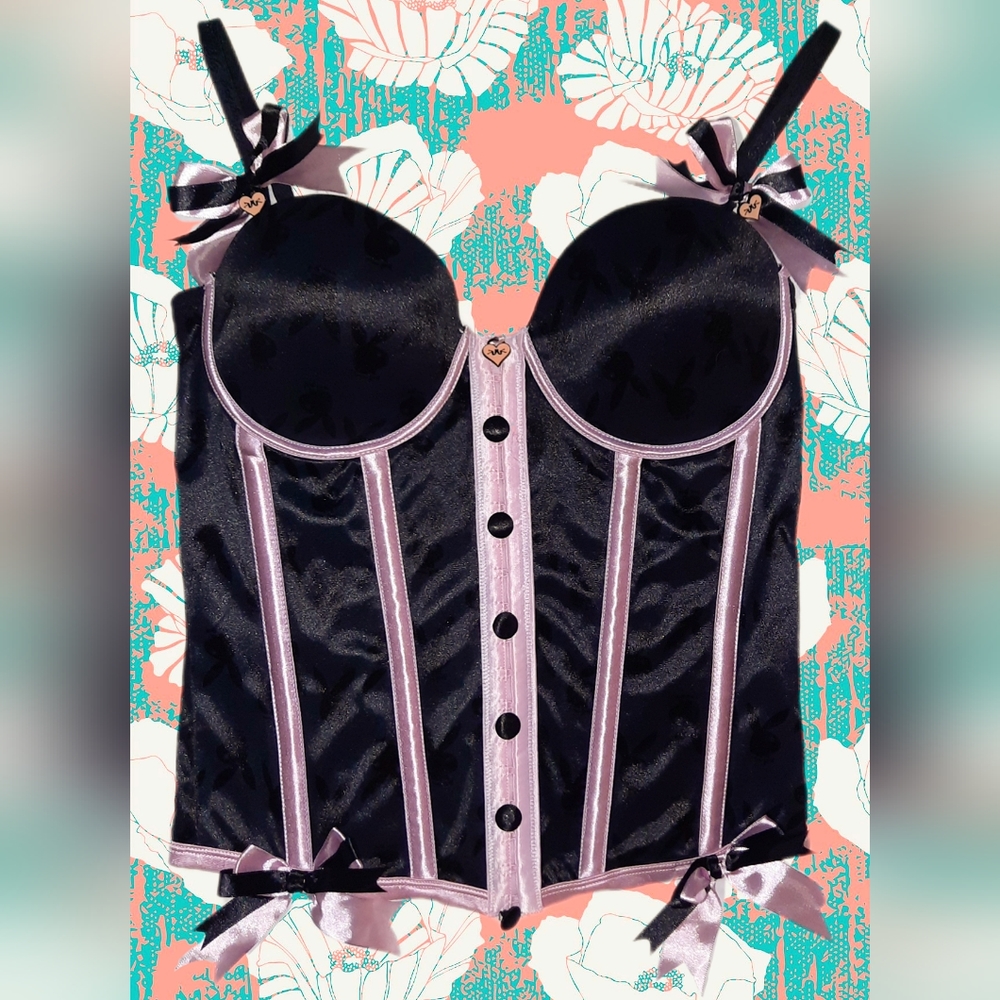 Black & Pink Playboy Exposed 36B Corset Top
